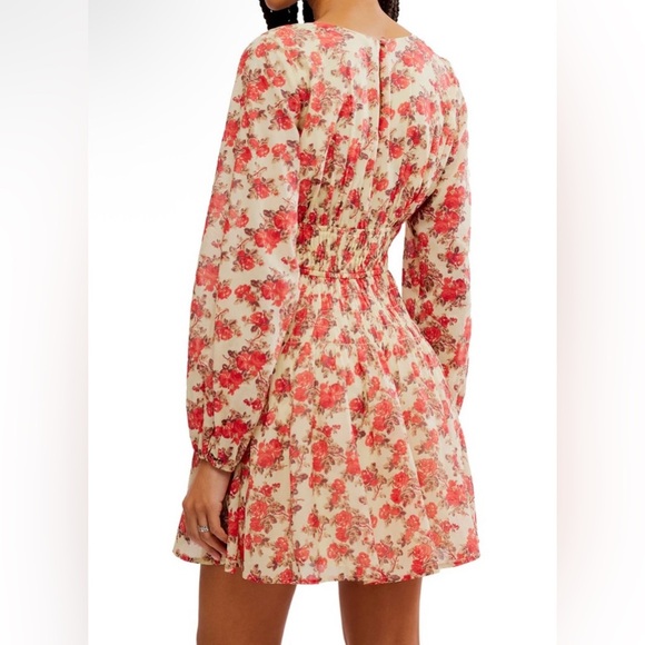 Free People Women’s Keep You Mini Dress New Floral Print Lined Cotton size M - Picture 14 of 15
